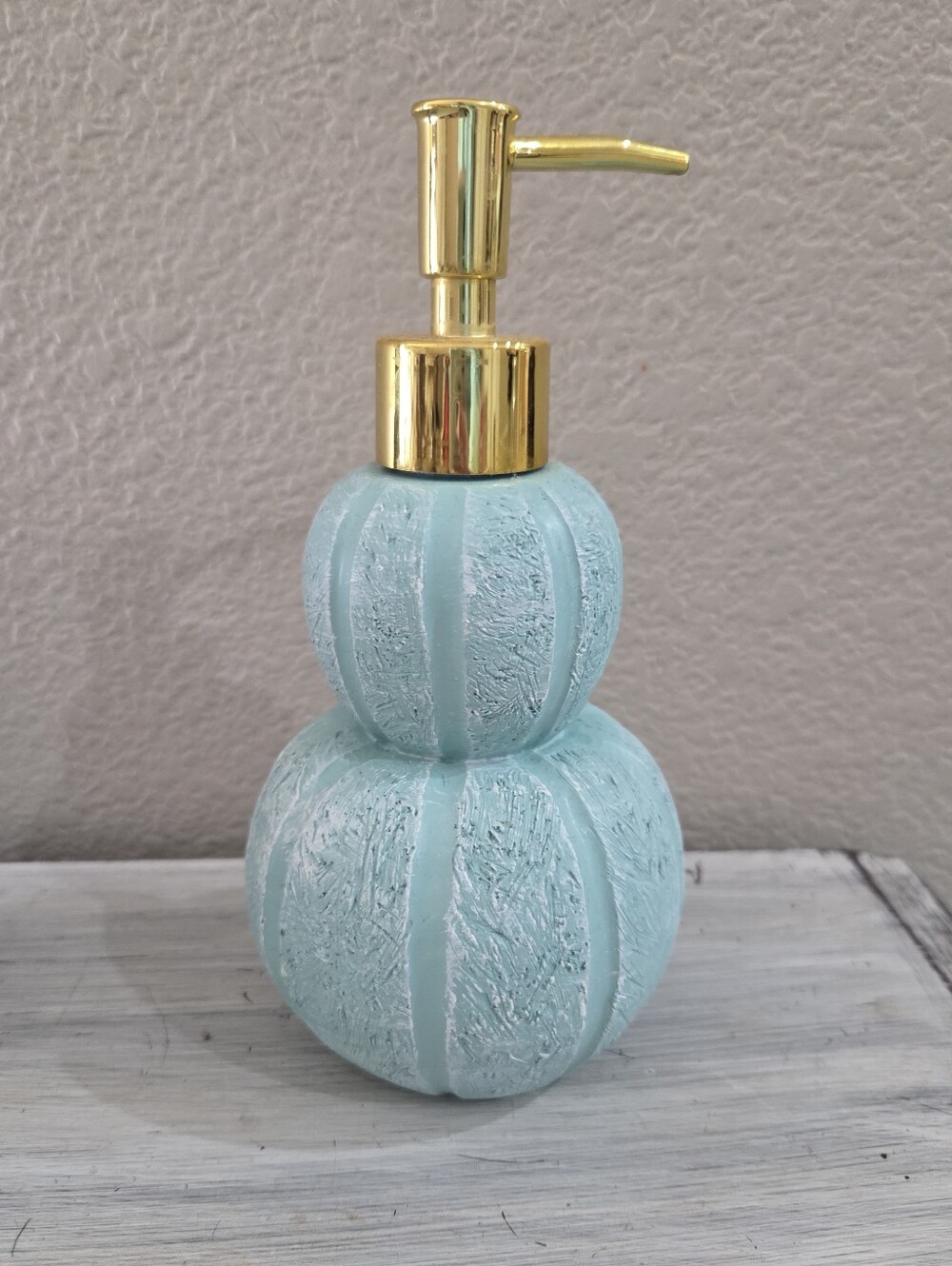 Light Teal Blue Textured Stacked Pumpkins Fall Soap Pump Dispenser